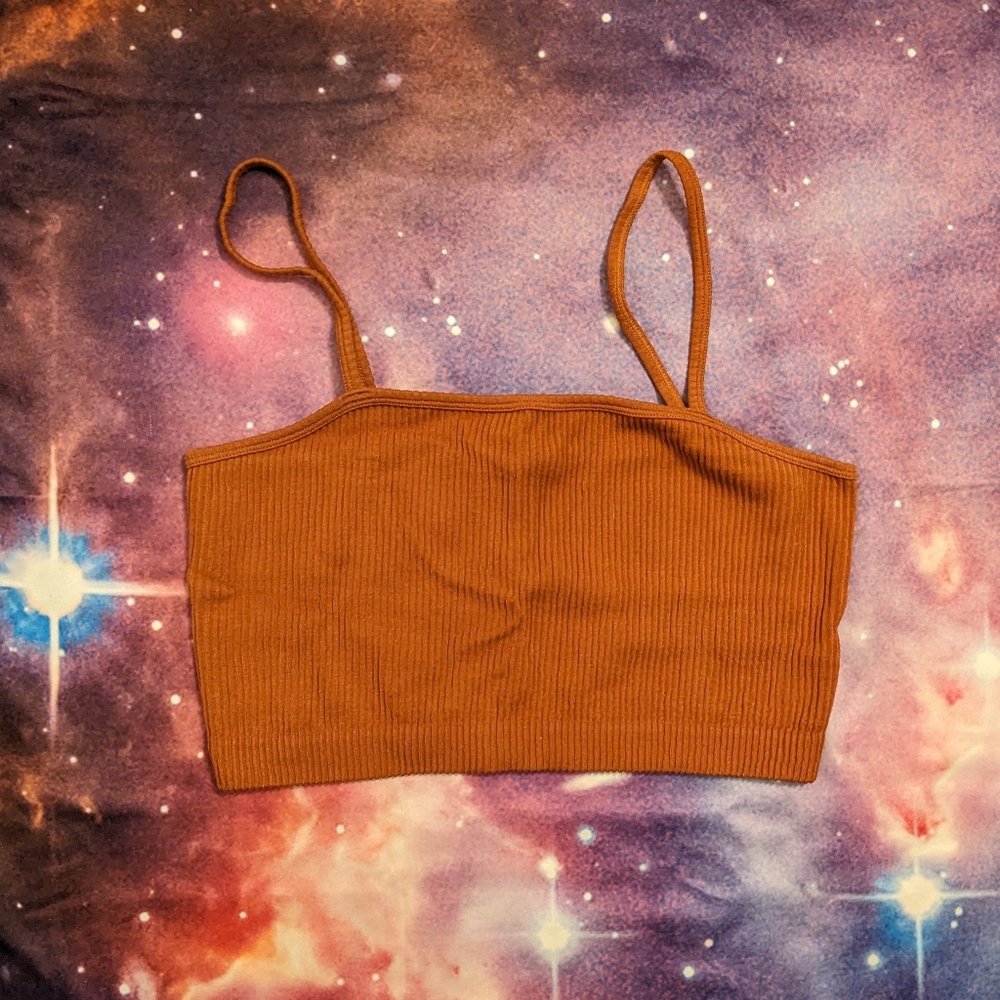 🧡 Burnt Orange Arizona Jean Co Ribbed Crop Top Size Medium